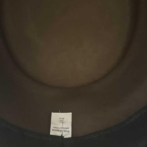 Olive green with a tan braid, felt hat - Picture 3 of 3